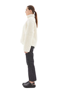Zipped Faux Fur Fleece Jacket (White)
