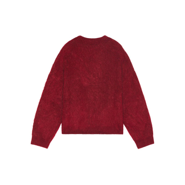 Brushed Mohair V-neck Sweater (Red)