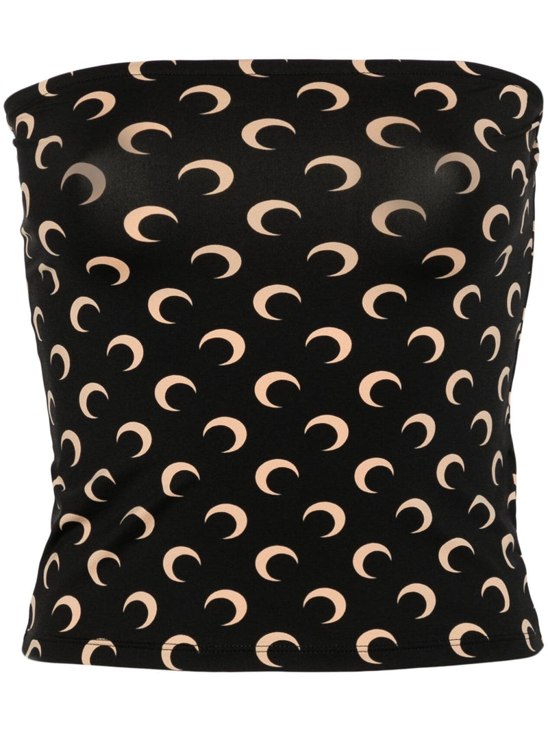 Moon Printed Jersey Second Skin Tube Top (Inverse Tan)