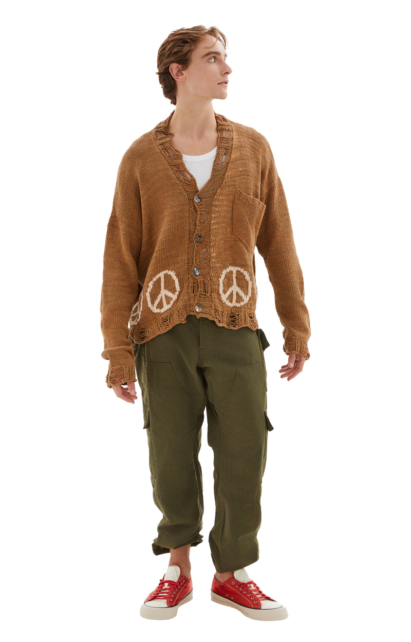 Intarsia Cardigan (Brown/White)