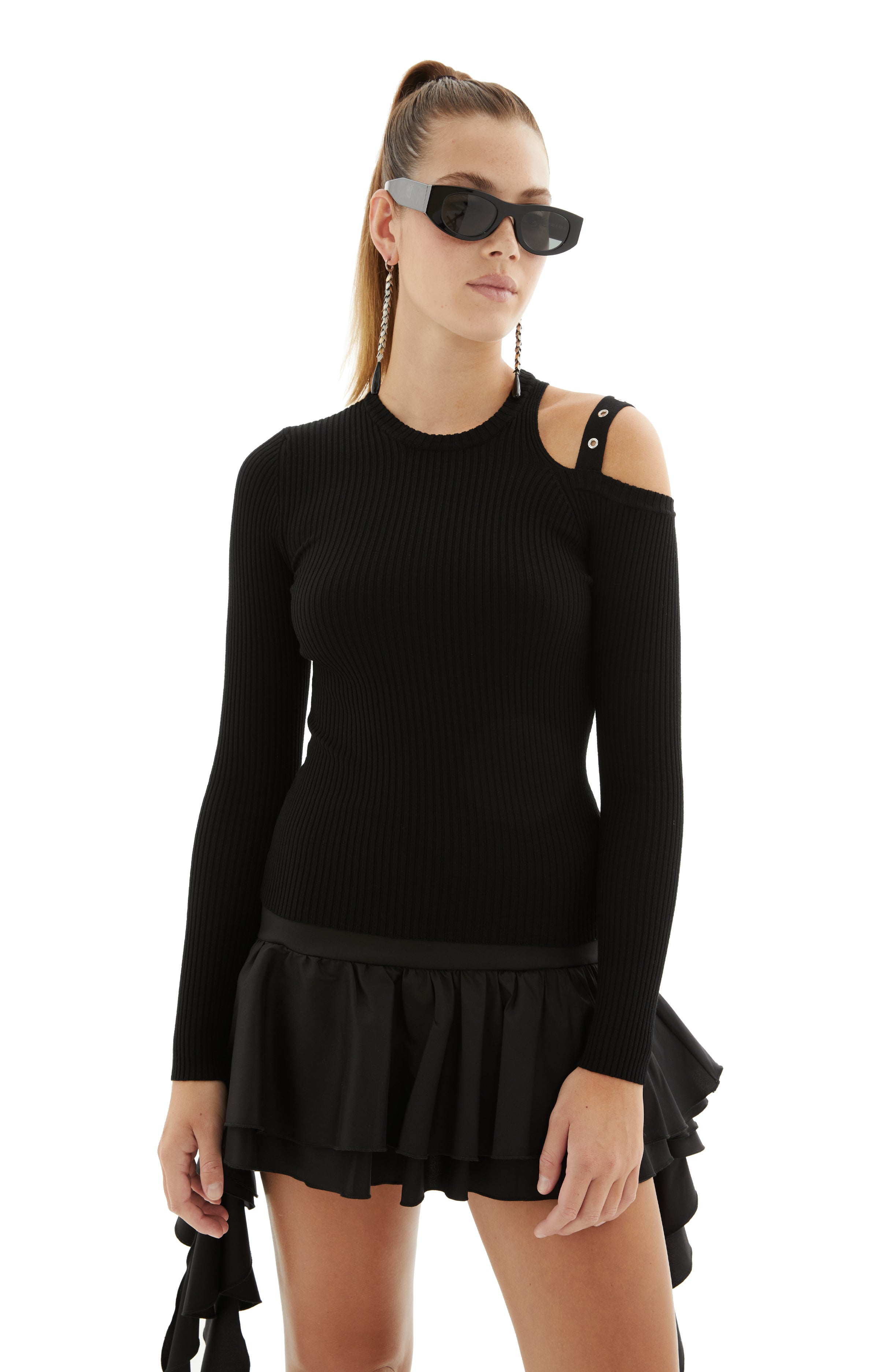 One Shoulder Sweater (Black)