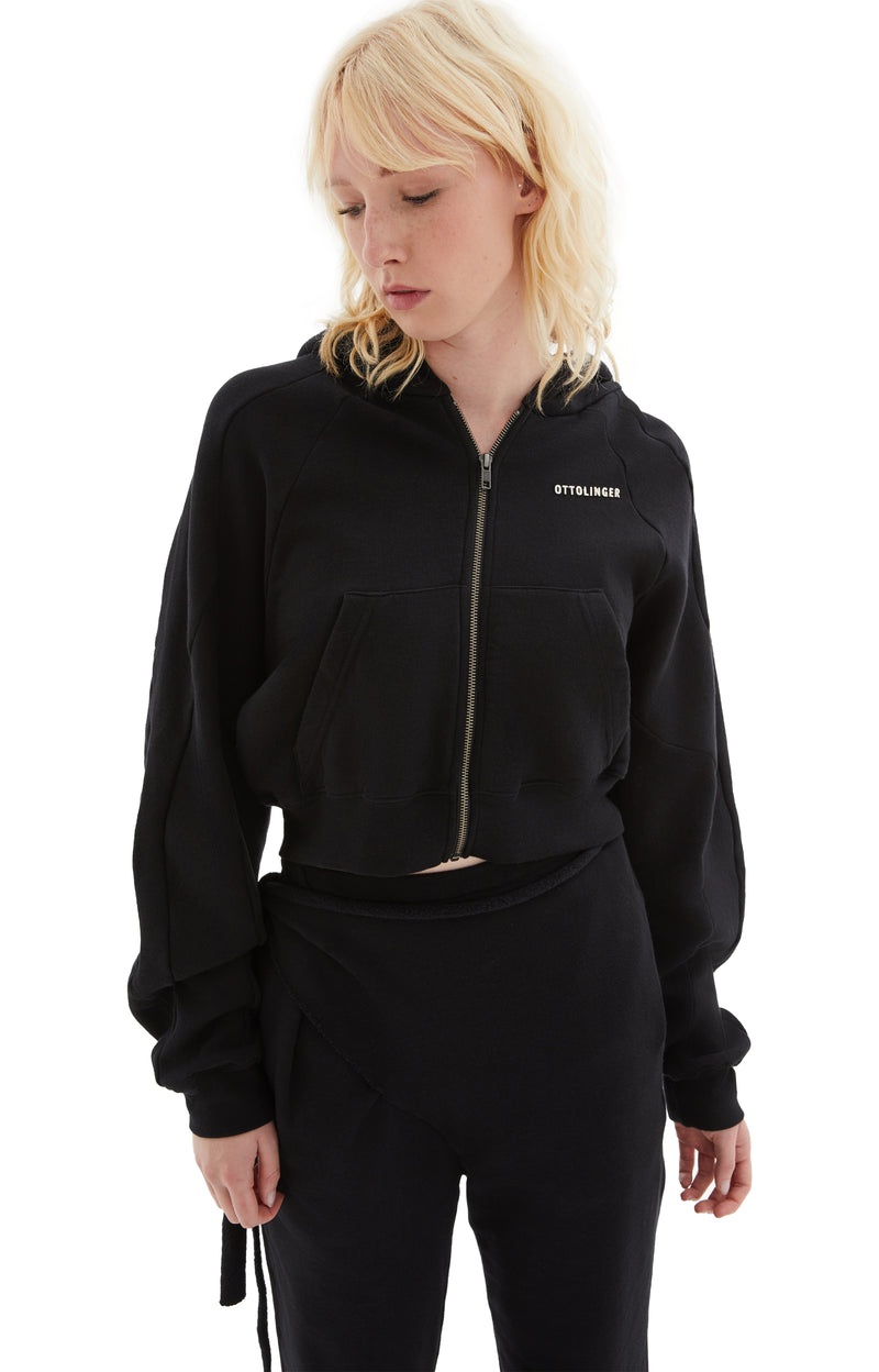 Multiline Cotton Hoodie (Black)