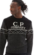 Chenille Cotton Jacquard Knit w/ Logo (Black)