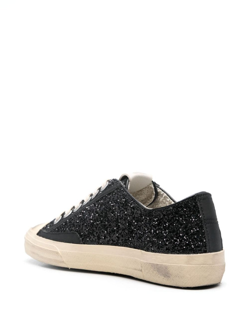 Women's V-Star 2 Rubber Toe Glitter Upper Sneakers (Black/White)