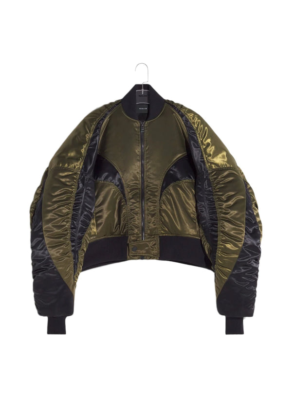 Satin Bomber Jacket (Military/Black)