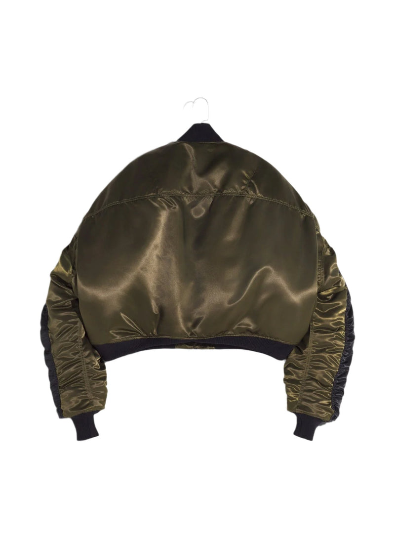 Satin Bomber Jacket (Military/Black)