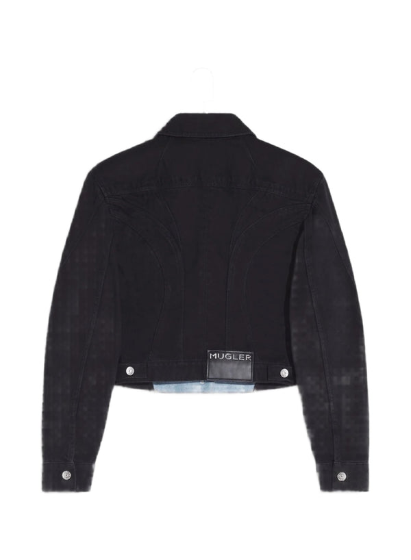 Bi-tone Denim Jacket (Tokyo Blue/Black)