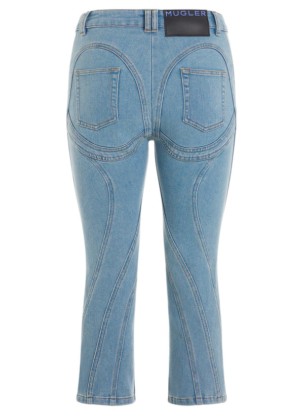 Spiral Denim Capri Jeans (Light Blue)