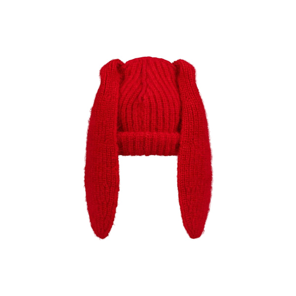 Mohair Chunky Rabbit Beanie (Red)