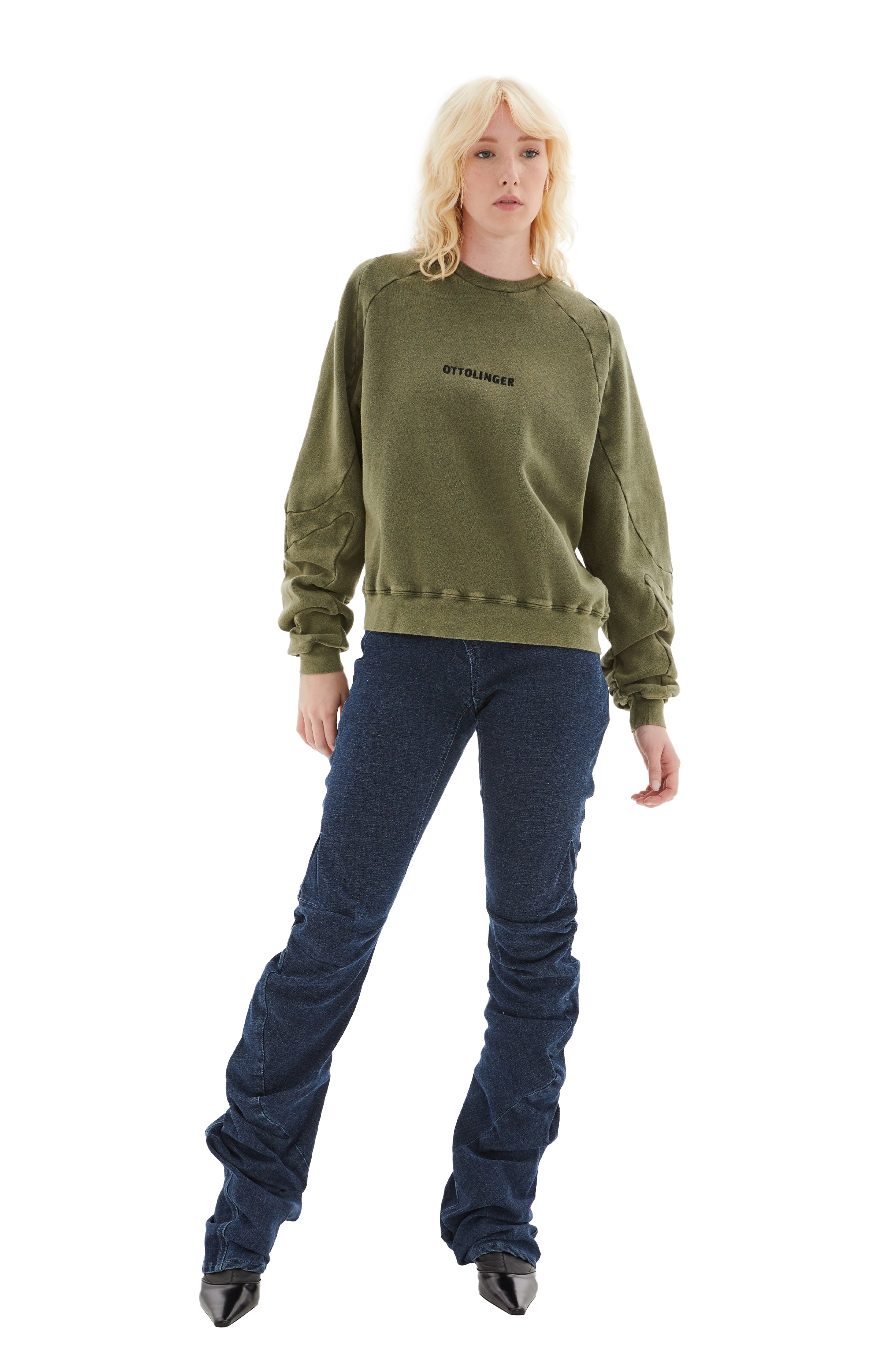 Multiline Cotton Crewneck (Green)