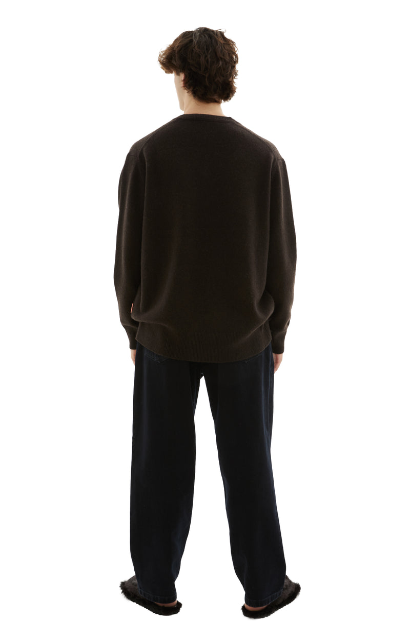 V-Neck Wool Cashmere Jumper (Dark Brown)