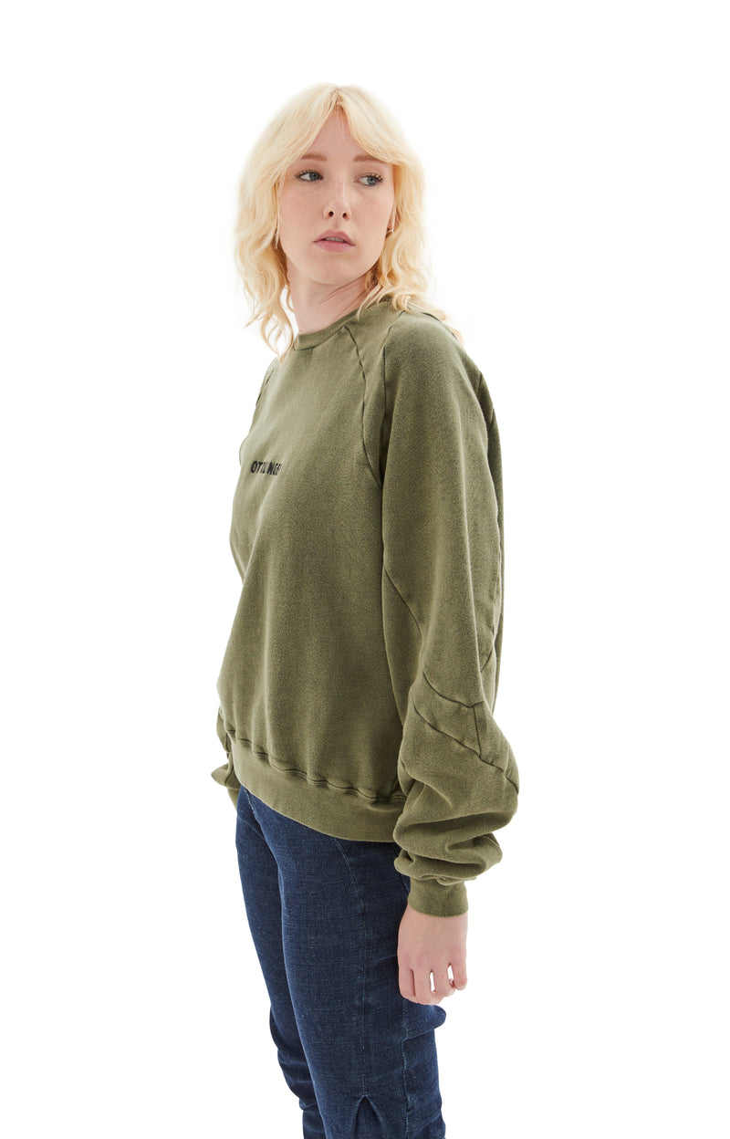 Multiline Cotton Crewneck (Green)