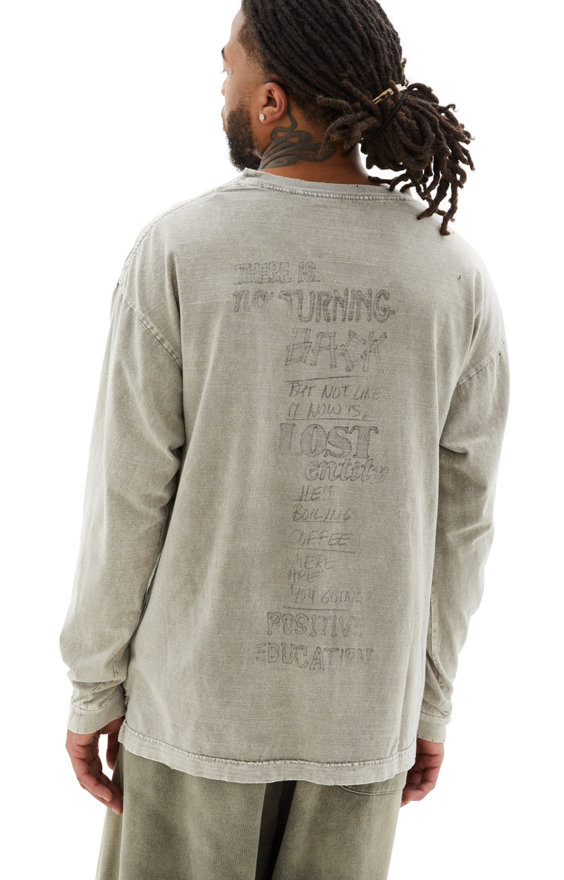 Bleached Long Sleeve T-Shirt (Beige)