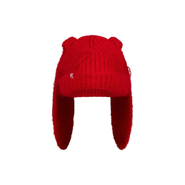 Mohair Chunky Rabbit Beanie (Red)
