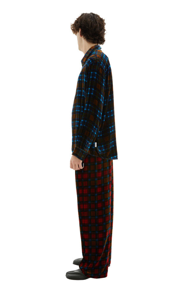 Checked Zip Up Shirt Jacket (Black/Red/Blue)