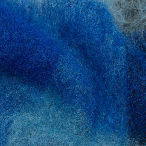 Mohair Checked Scarf (Dark Navy/Black/Blue)