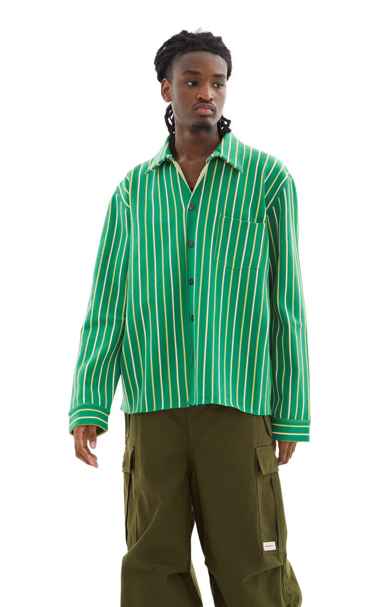 Striped Techno Knit Shirt (Sea Green)