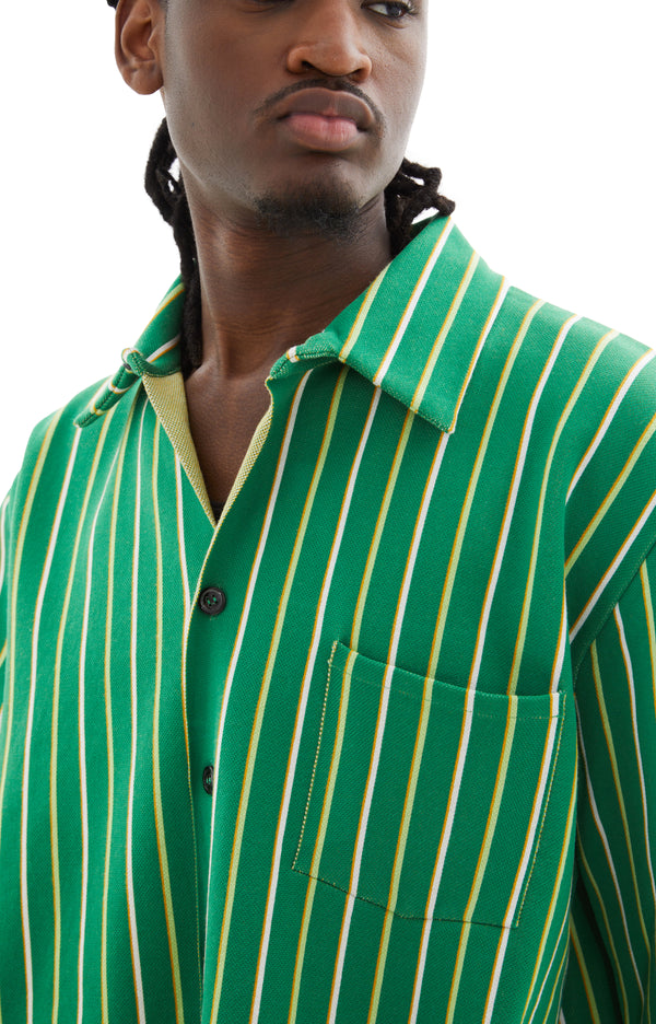 Striped Techno Knit Shirt (Sea Green)