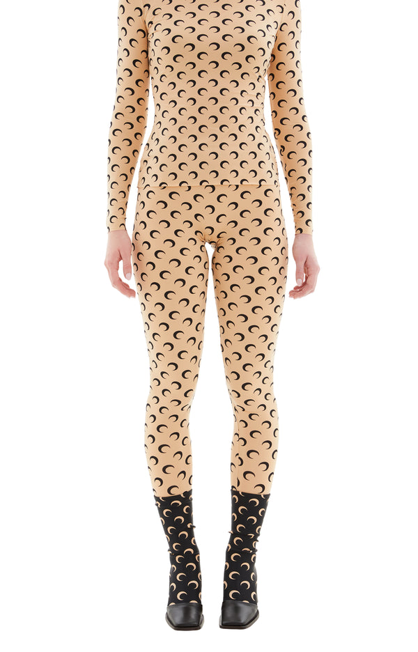 All Over Moon Jersey Leggings (Beige)