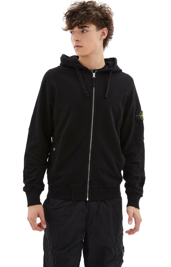 Stone Island Zip Up Hoodie (Black)