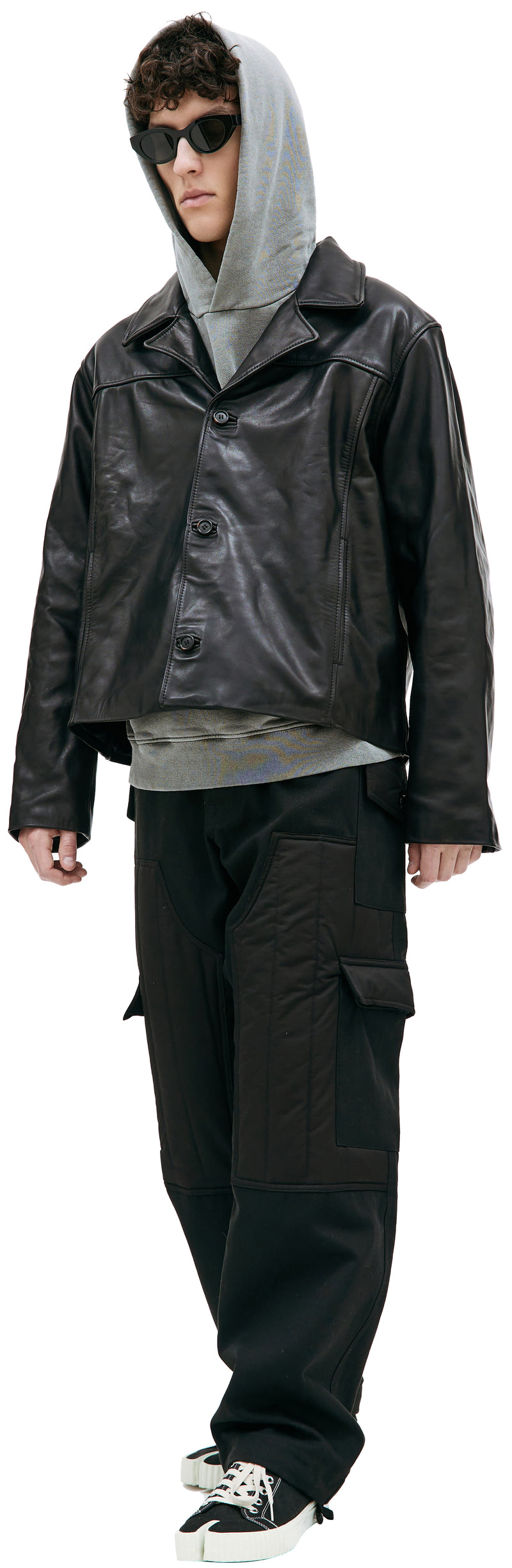 Cropped Leather Jacket (Black)