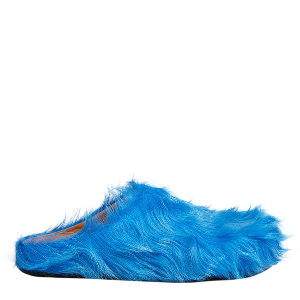 Women's Fur Sabot Shoes (Royal Blue)