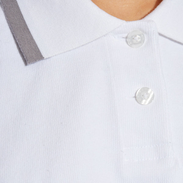 Relaxed Cropped Cinched Polo (White)