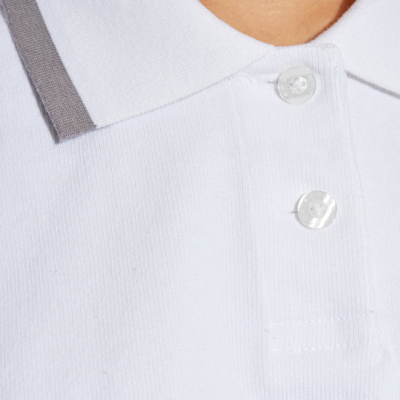 Relaxed Cropped Cinched Polo (White)