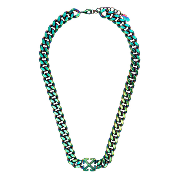 Iridescent Arrow Chain Necklace (Green)