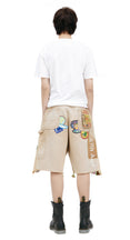 Denim Shorts With Patches (Beige)