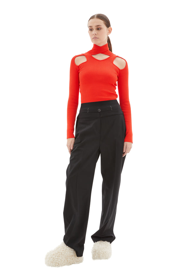 Cut-Out Knit Jumper (Red)