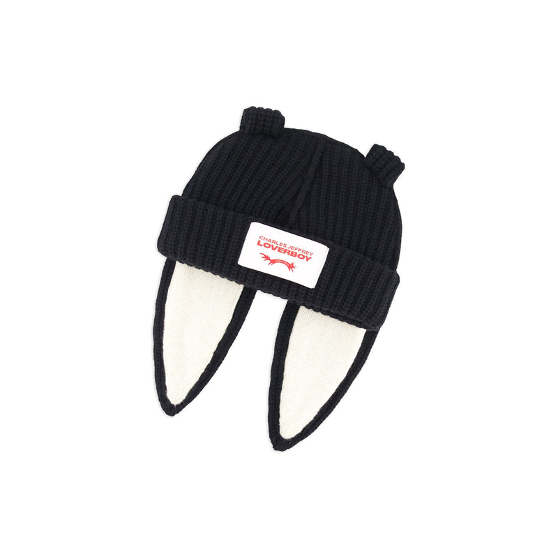Chunky Rabbit Beanie (Black/White) – tons-shop