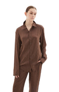 Moon Diamant Satin Jacquard Blouse (Brown)