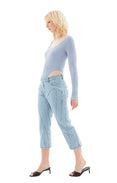 Spiral Denim Capri Jeans (Light Blue)