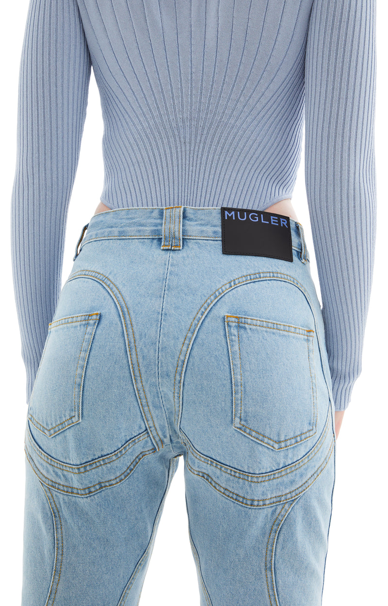 Spiral Denim Capri Jeans (Light Blue)