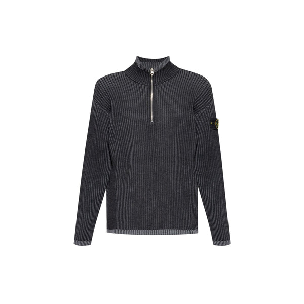 Stone Island Logo-Patch High Neck Jumper (Melange Charcoal)