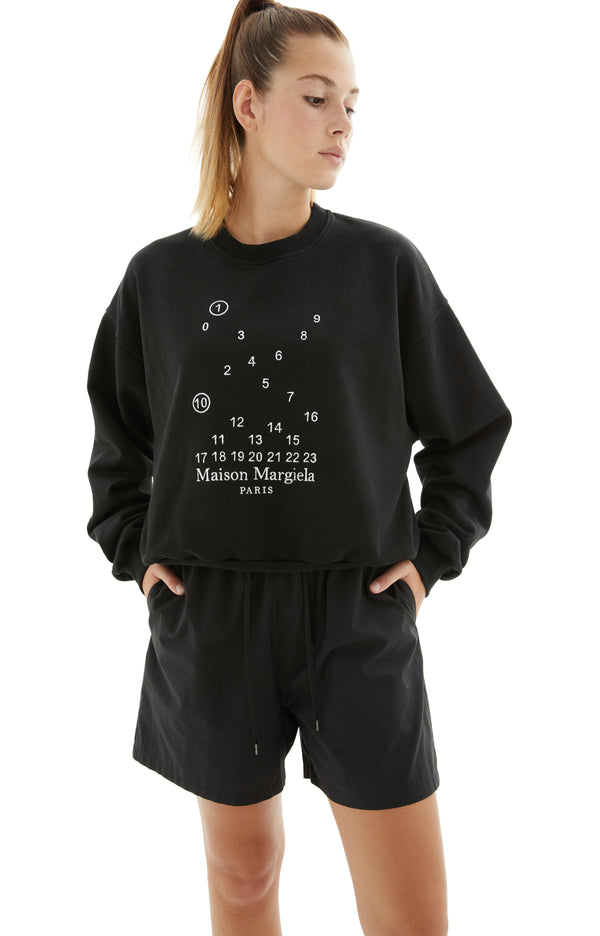 Cropped Numeric Sweatshirt (Black)