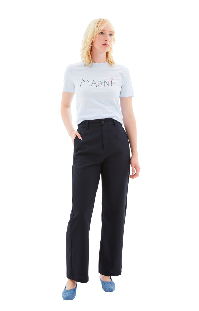 Organic Jersey T-shirt with Marni Patches (Light Blue)