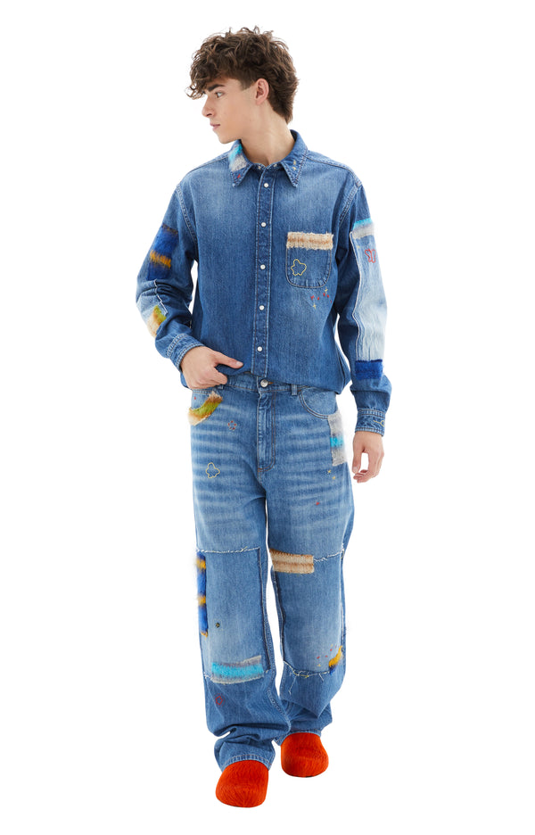 Men's Patch Jeans (Iris Blue)