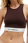 Serif Logo Ribbed Cropped Tank (Chocolate)