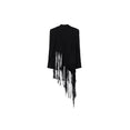 Crinkle Li Gauze Hem Line Fringe Point ASM Jacket (Black)