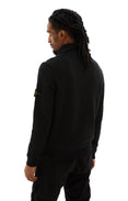 Zip-Up Cotton Linen Blend Sweater (Black)