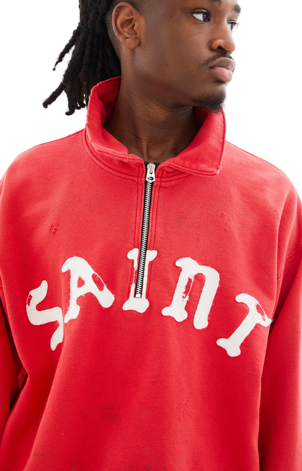 Half-Zip Saint Logo Sweatshirt (Red)