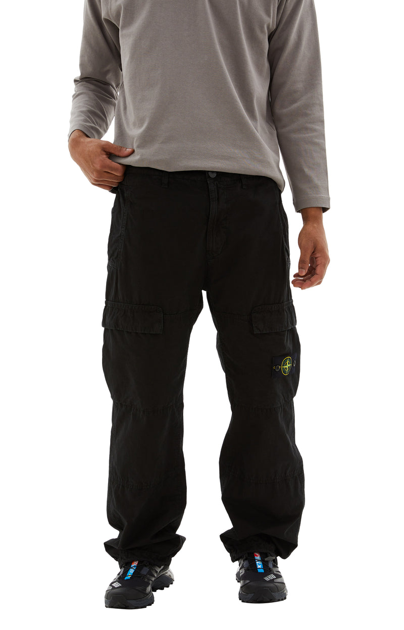 Stretch Cotton Gabardine Cargo Pants (Black)