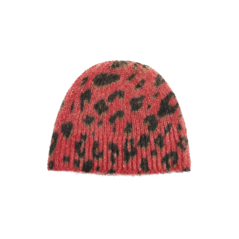 Animal Print Beanie (Red)