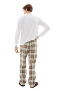 Super Light Wool Check Easy Slacks (Brown)