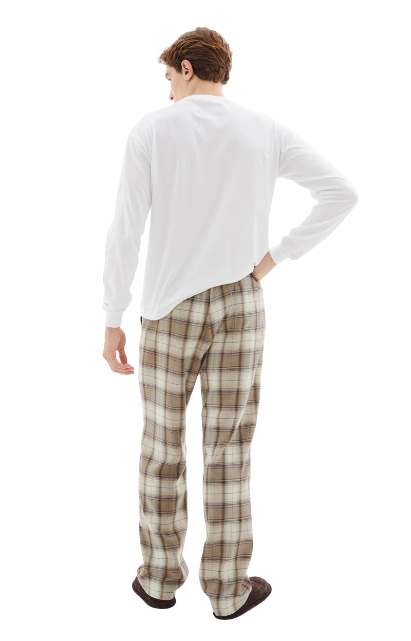 Super Light Wool Check Easy Slacks (Brown)