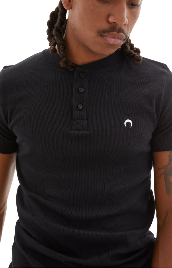 Organic Cotton Henley Shirt (Black)