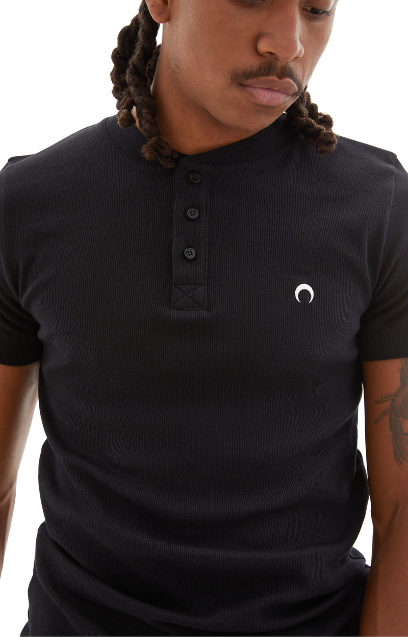 Organic Cotton Henley Shirt (Black)