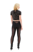 Tulle Stretch Top with Sequins (Black)